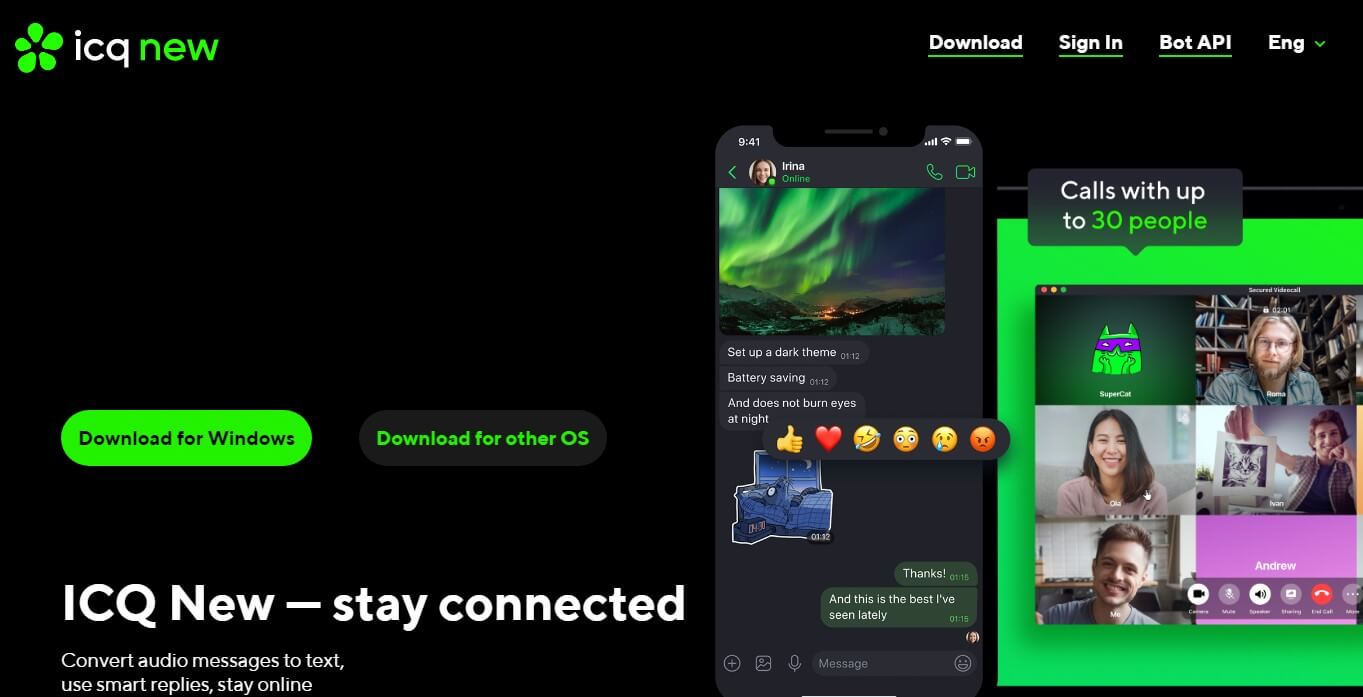 icq new video chat landing page